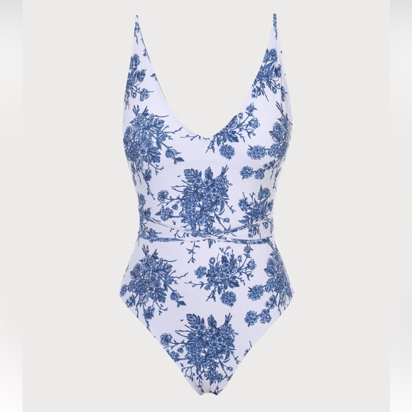 Berlook V Neck Backless One-Piece Swimsuit - Picture 5 of 9